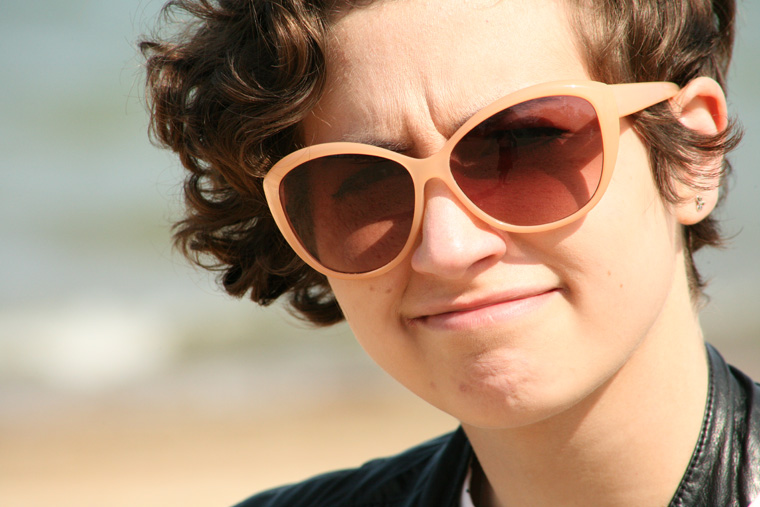 katie making a funny face on the beach